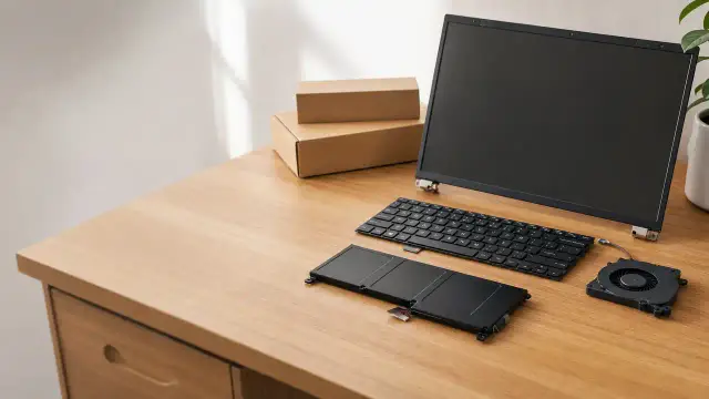 Reservedele til computere (tastaturer, skærme, batterier)